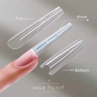 Gold Secret SandwichDual Forms &ndash; Professionele Herbruikbare Nagelvormen