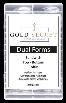 Gold Secret SandwichDual Forms &ndash; Professionele Herbruikbare Nagelvormen